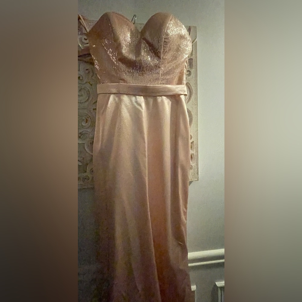 Blush sequin and satin gown